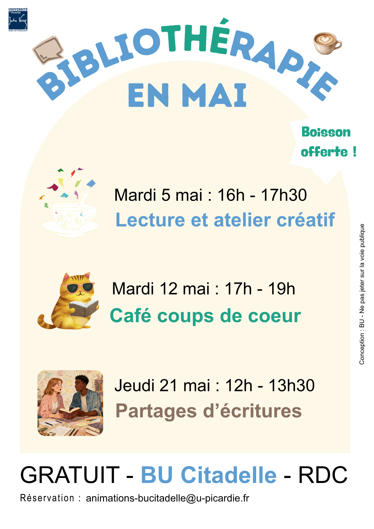 BU Citadelle : biblioth&eacute;rapie en mai