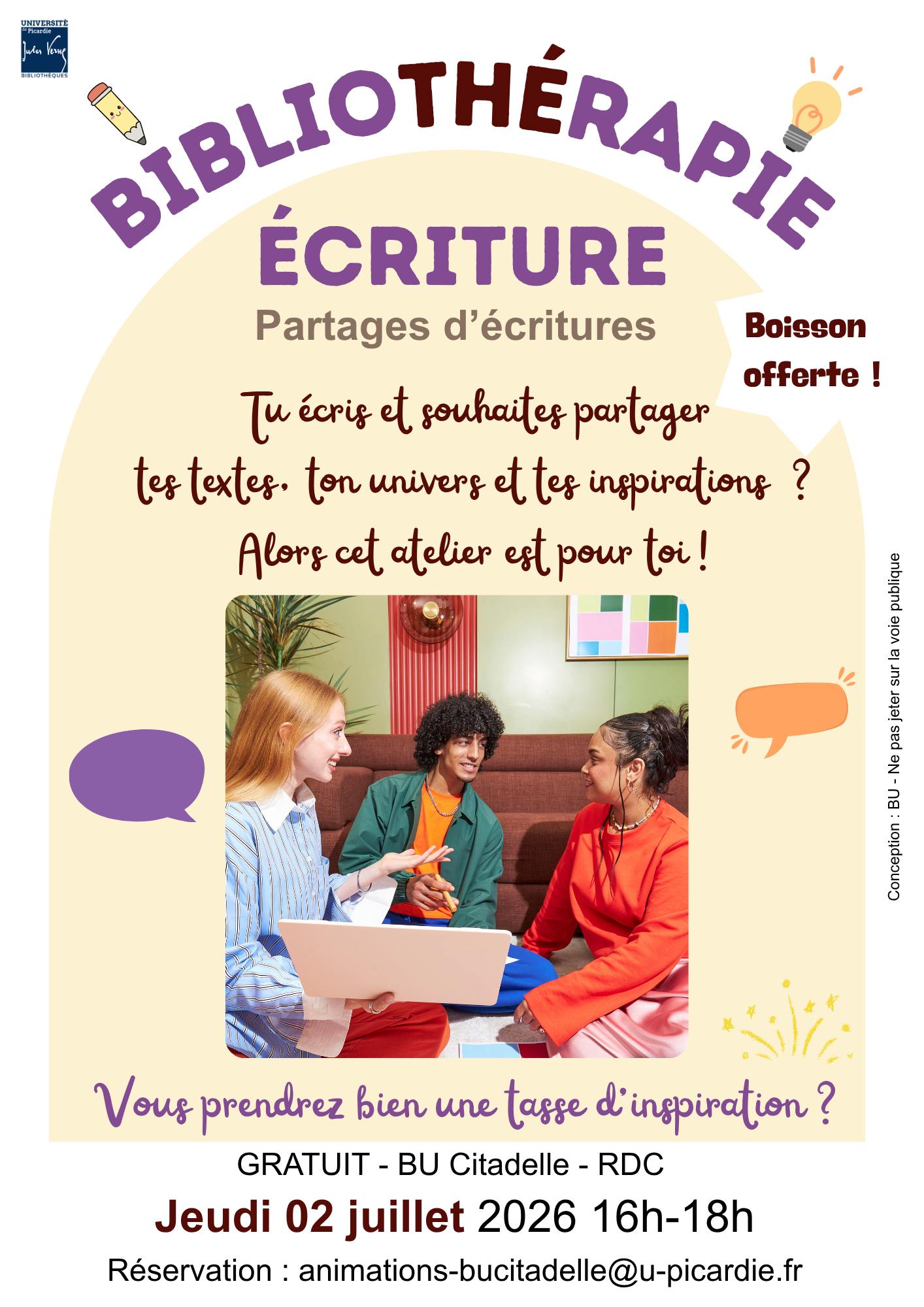 BU Citadelle : Biblioth&eacute;rapie - &eacute;criture du 2 juillet