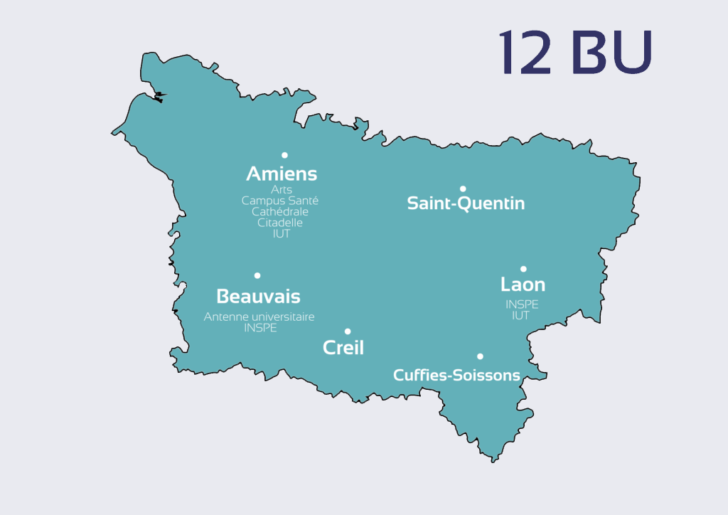 Carte de l'implantation des BU de l'UPJV.