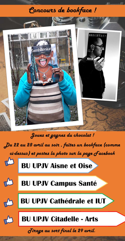 Affiche concours sur les pages facebook des BU de l'UPJV du 22 au 28 avril.