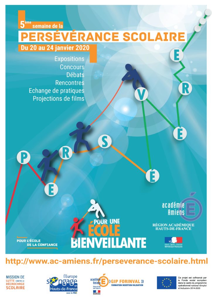 Affiche de la 5ème semaine de la Persévérance scolaire du 20 au 24 janvier 2020