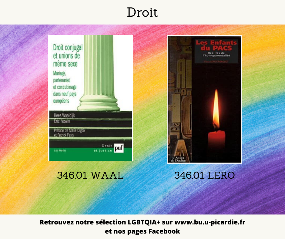 Visuel bibliographie thématique LGBTQIA+, couvertures des livres pour le choix droit