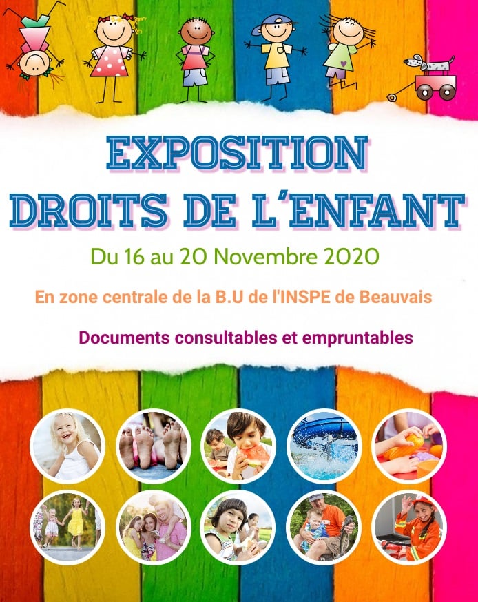 Affiche exposition "droit de l'enfant" du 16 novembre au 20 novembre à la BU de l'inspé de Beauvais