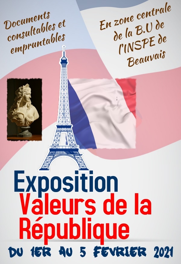 Affiche exposition à la BU INSPE de Beauvais - sur Les Valeurs de la République