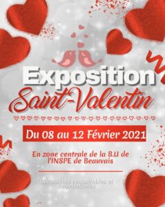 Affiche exposition Saint Valentin 2021 à la BU de l'INSPE de Beauvais