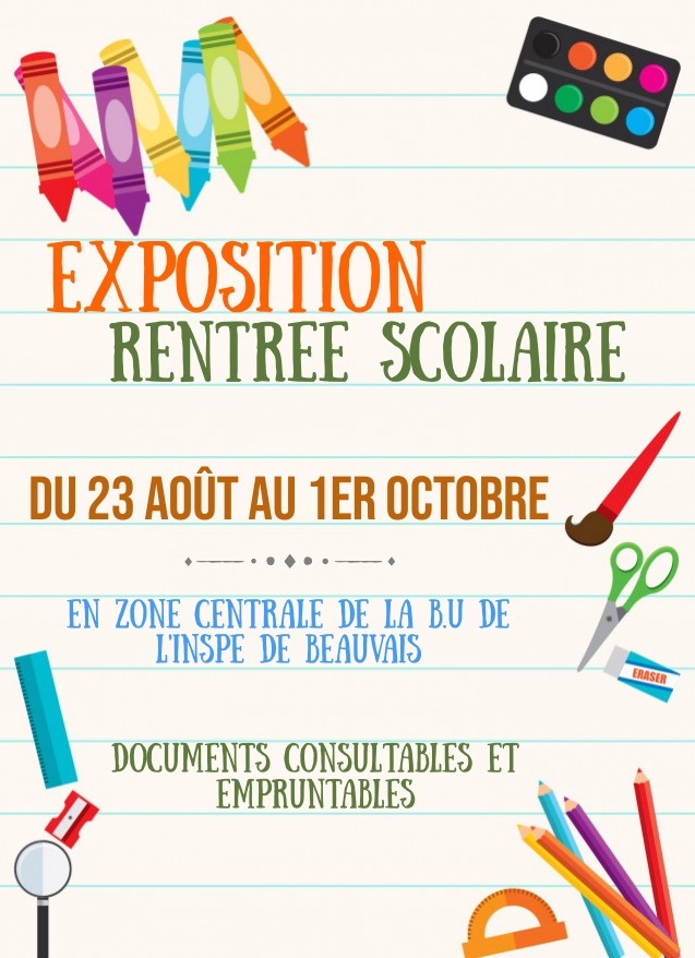 Affiche exposition BU Inspé Beauvais sur la rentrée scolaire