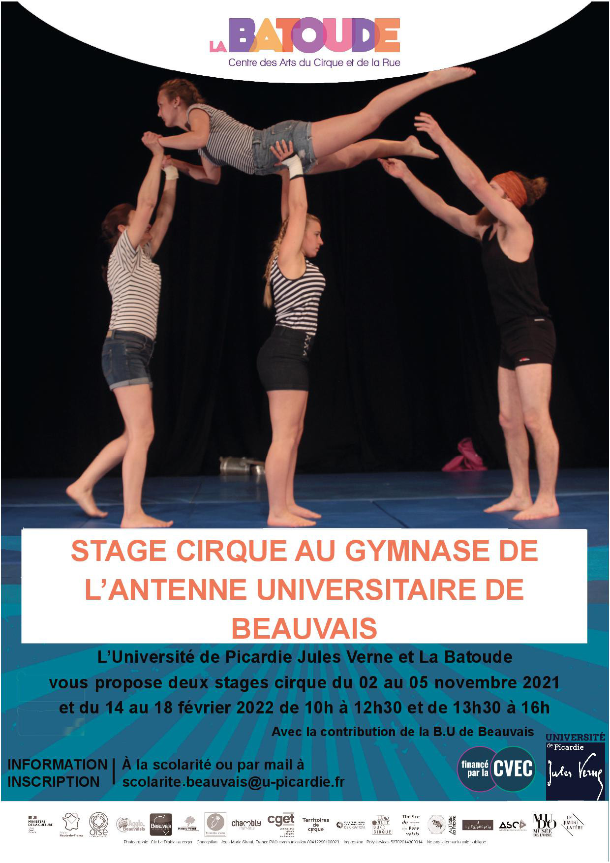 Affiche pour 2 stages de cirque - BU beauvais