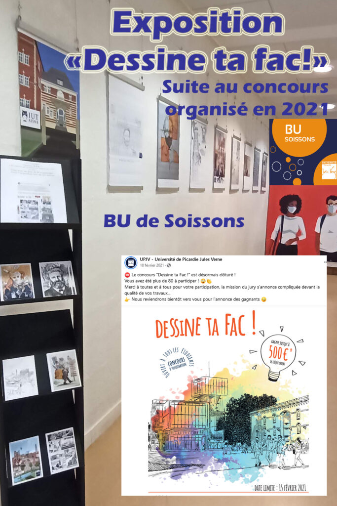 Visuel exposition à la BU de Soissons : "Dessine ta fac !" janvier 2022