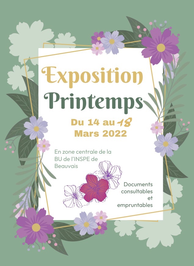 Expo ouvrages BU Inspe Beauvais sur le printemps