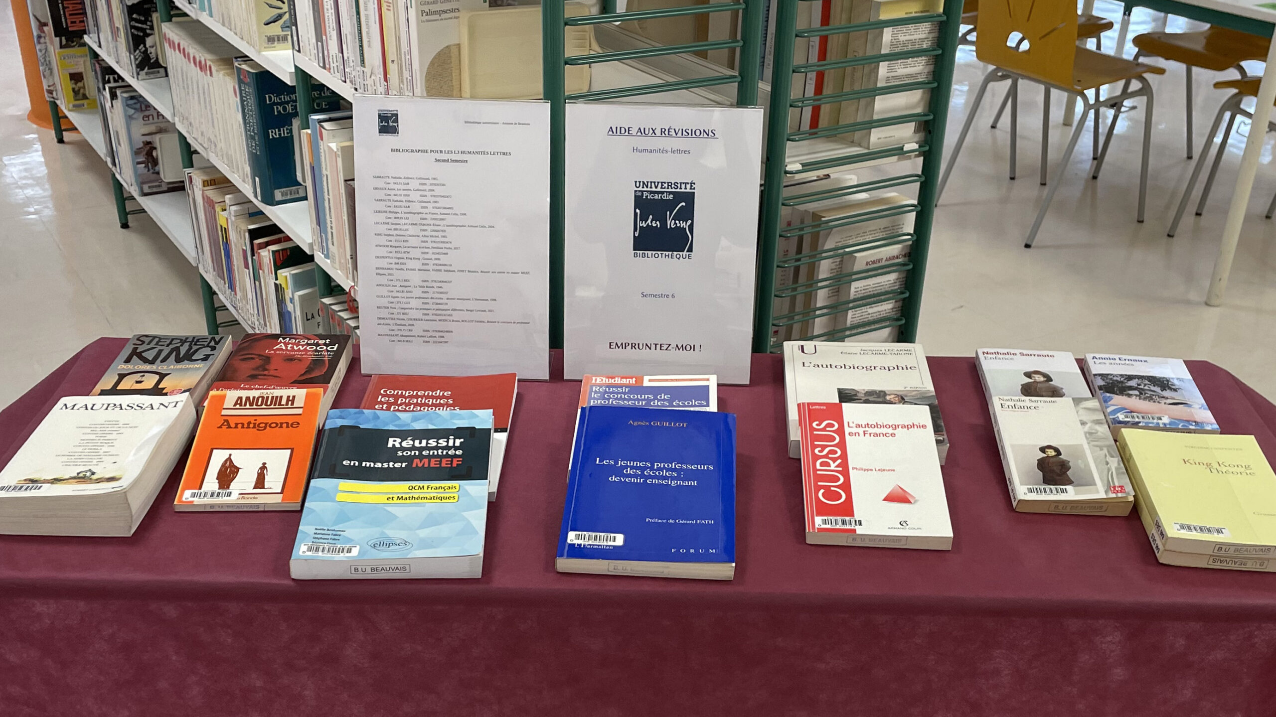 BU Beauvais : sélection d'ouvrages pour le semestre 6 des L3