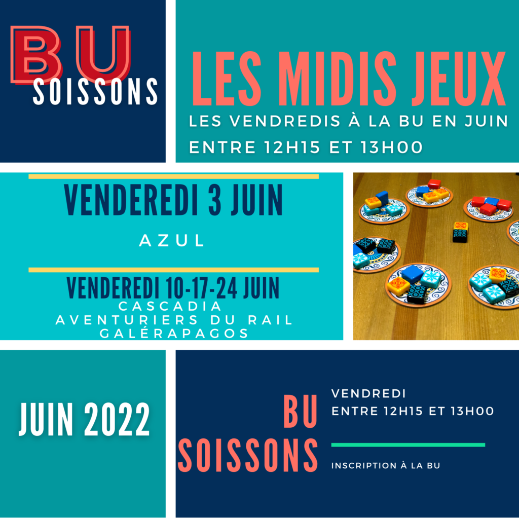 BU Soissons : en juin, le vendredi midi venez tester un jeu de société